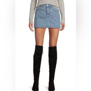 NWT Gianni Bini‎ Rhinestone Mini Denim Skirt -Size 28